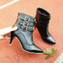 Buckle Pointed Toe High Heels Ankle Boots