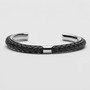 Men Bangle Open Cuff Stainless Steel & Leather Design Bracelets