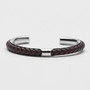 Men Bangle Open Cuff Stainless Steel & Leather Design Bracelets