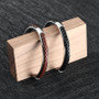 Men Bangle Open Cuff Stainless Steel & Leather Design Bracelets