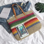 Rainbow Color Rattan Beach Bag Woven Handmade Knitted Large Capacity Tote