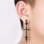 Bangtan Boys BTS Style Titanium Steel Tassel Chain Cross Earrings