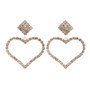 Luxury Crystal Rhinestone Drop Dangle Earrings Women Heart Big Earring