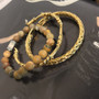 Stainless Steel Open Cuff Bangles Men Gold Beaded Bracelet Set