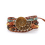 Ammonite Fossils Seashell Snail charm Handmade Wrap Bracelet