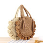 New Beach Rattan Handbags Round Woven Straw Shoulder Bag