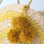 Summer Large Round Straw Beach Bag Yellow Natural Corn Skin Woven Tote