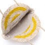Summer Large Round Straw Beach Bag Yellow Natural Corn Skin Woven Tote