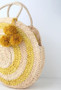 Summer Large Round Straw Beach Bag Yellow Natural Corn Skin Woven Tote