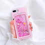 Cute Pink Liquid Quicksand Transparent Glitter Case  iPhone