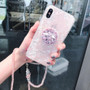 Luxury Marble Conch Shell Cover For iPhone With Crystal Lanyard Stand