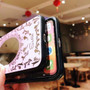 Luxury Pink Black Flower Mirror Tempered Glass İPhone Case