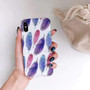 Vintage Feather Patterned Phone Case for iPhone Candy Color Cover Capas