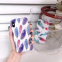 Vintage Feather Patterned Phone Case for iPhone Candy Color Cover Capas