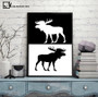 Deer Bear Zebra Nordic Art Canvas Poster Minimalist Print Black White Abstract Wall Picture Modern Home Room Decoration