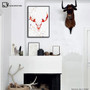 Deer Skull Nordic Art Canvas Poster Minimalist Painting Watercolor Abstract Wall Picture Print Modern Home Room Decoration