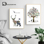 Deer Forest Silhouette Wall Art Canvas Nordic Posters and Prints Abstract Painting Wall Pictures for Living Room Home Decor