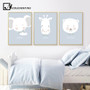 Cartoon Animal Polar Bear Elephant Head Canvas Poster Nursery Simple Wall Art Print Painting Nordic Picture Kids Bedroom Decor