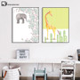 Nordic Art Fox Giraffe Elephant Poster Minimalist Canvas Painting Animal Abstract Wall Picture Print Modern Home Room Decoration