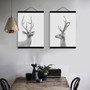 Nordic Minimalist Animal Deer Head Wooden Framed Posters Vintage Retro Wall Art Canvas Painting Picture Prints Home Decor Scroll