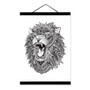 Lion Modern Abstract Black White Animal Head Portrait Totem Wood Framed Canvas Painting Wall Art Print Picture Poster Home Decor