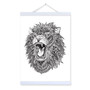 Lion Modern Abstract Black White Animal Head Portrait Totem Wood Framed Canvas Painting Wall Art Print Picture Poster Home Decor