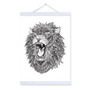 Lion Modern Abstract Black White Animal Head Portrait Totem Wood Framed Canvas Painting Wall Art Print Picture Poster Home Decor