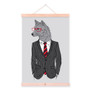 Wolf Modern Fashion Gentleman Animals Portrait A4 Wooden Framed Canvas Painting Wall Art Prints Picture Poster Office Home Decor