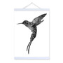 Hummingbird Black White Nordic Minimalist Animal Feather Framed Canvas Painting Wall Art Prints Picture Poster Scroll Home Decor