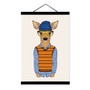 Kid Deer Modern Fashion Gentleman Animals Portrait Framed Canvas Painting Wall Art Print Picture Poster Children Room Home Decor