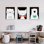 Moder Cute Animals Bear Cat Wooden Framed Canvas Painting Nursery Kids Room Home Decor Wall Art Print Picture Poster Scroll