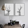 Modern Black White Animal Deer Head Poster Nordic Vintage Retro Wall Art Canvas Painting Picture Living Room Home Decor No Frame