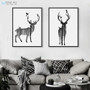 Modern Nordic Black White Animal Silhouette Deer Art Print Poster Wall Picture Canvas Paintings Living Room Home Decor No Frame