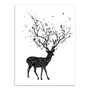 Modern Black White Deer Head A4 Art Print Poster Abstract Tree Bird Animal Wall Canvas Picture Home Decor Painting No Frame Gift