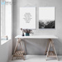 Minimalist Typography Quotes Mountain Landscape Wooden Framed Posters Nordic Wall Art Pictures Home Decor Canvas Painting Scroll