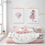 Romantic Pink Diamond Ballet Dance Girl Wooden Framed Posters Nordic Bedroom Wall Art Picture Home Decor Canvas Paintings Scroll