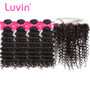 Luvin Malaysian Curly Hair Bundles 4 5 Bundles With Frontal Closure Unprocessed Virgin Hair Weave Human Hair Extension Deep Wave