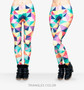 Triangles Color Printing Womens Legging Stretchy Trousers Casual Pants