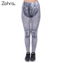 Fashion Women Legging Gray Lock Printing Leggings High Waist Woman Slim Pants