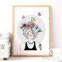 900D Canvas Art Print Painting Poster, Girl with Flowers Wall Pictures for Home Decoration, Wall Decor CM033