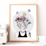 Girl with Flowers Canvas Art Print Painting Poster,  Wall Pictures for Home Decoration, Wall Decor CM033-1