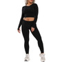 Women New Seamless Yoga Set Gym Clothing Fitness Leggings+Cropped Shirts Sport Suit Women Long Sleeve Tracksuit Active Wear