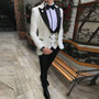 Men Suits 3 Pieces Slim Fit Business Suits Groom Champagne Noble Grey White Tuxedos for Formal Wedding suit (Blazer+Pants+Vest)