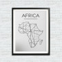Africa Map Wall Art Canvas Poster Print Modern Black And White Minimalist