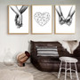 Love Poster Couple Holding Hands Painting Black And White Wall Art Canvas !