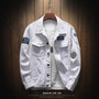 autumn fashion embroidery patchwork white denim jacket