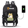 Shiba Inu Corgi Dog Doge USB Port Backpack