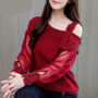 Autumn Long Sleeve Shirt  Blouses  Off Shoulder Top Solid Blouse