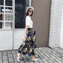 25 Colors  Bohemian High Waist Floral Print Summer Skirts Womens Boho Asymmetrical Chiffon Skirt Maxi Long Skirts