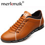 Merkmak Big Size 38-48 Men Casual Shoes Fashion Leather Shoes for Men Summer Men's Flat Shoes